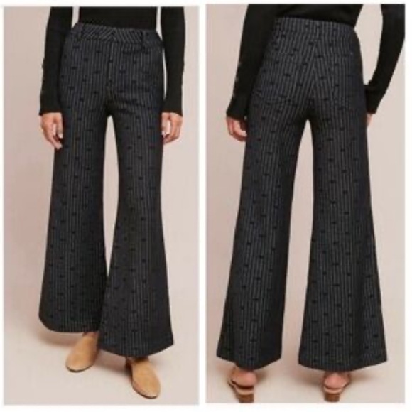 Cartonnier Pants - Anthropologie Jacquard Dot Knit Trousers Bell Bottoms by Cartannier Size 26
